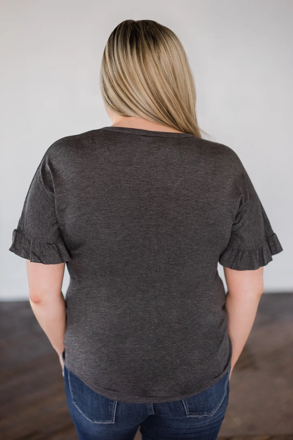 Casual and Comfy Tie Top- Charcoal