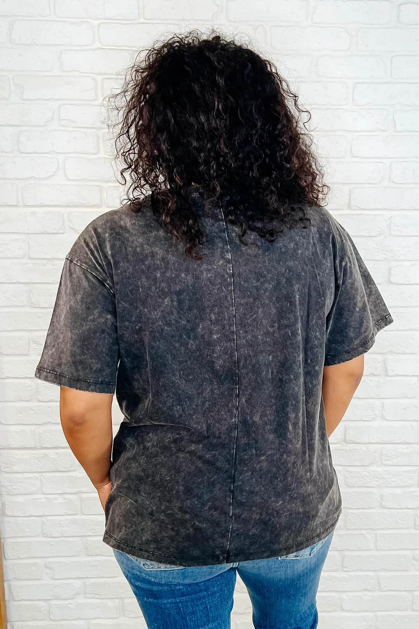 Casual Basic Drop Shoulder Oversized Tee in Ash Black