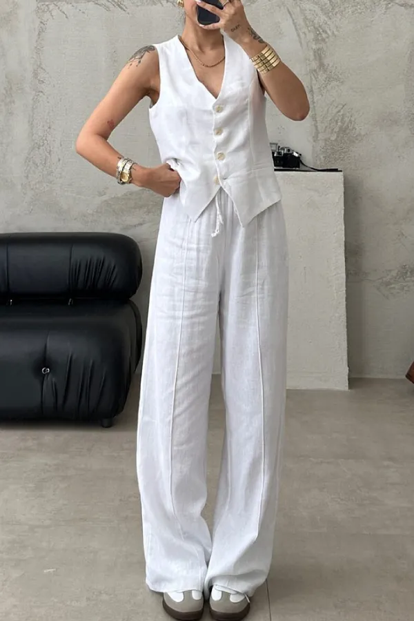 Casual Work Vest and Trousers Two-piece Set