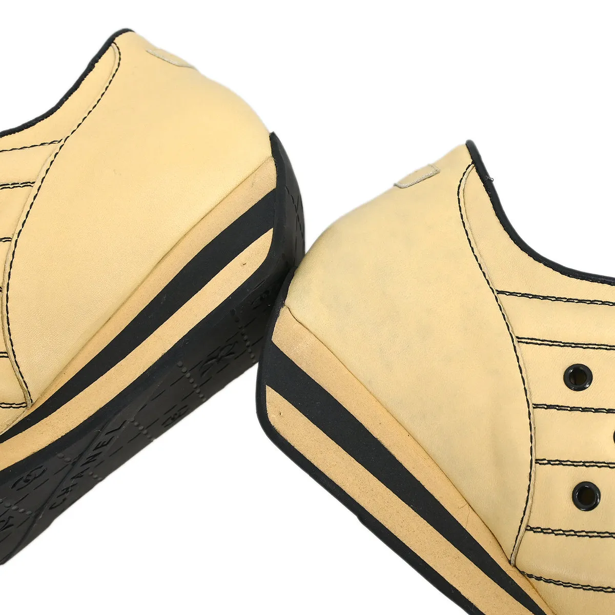 Chanel Beige Shoes Sneakers #6 1/2 B 192501