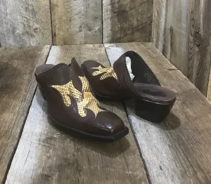 Choco Kangaroo & Gold Python Inlay  Tres Outlaws Mule 1426*
