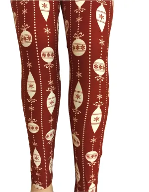 Christmas Leggings " White Ornaments"