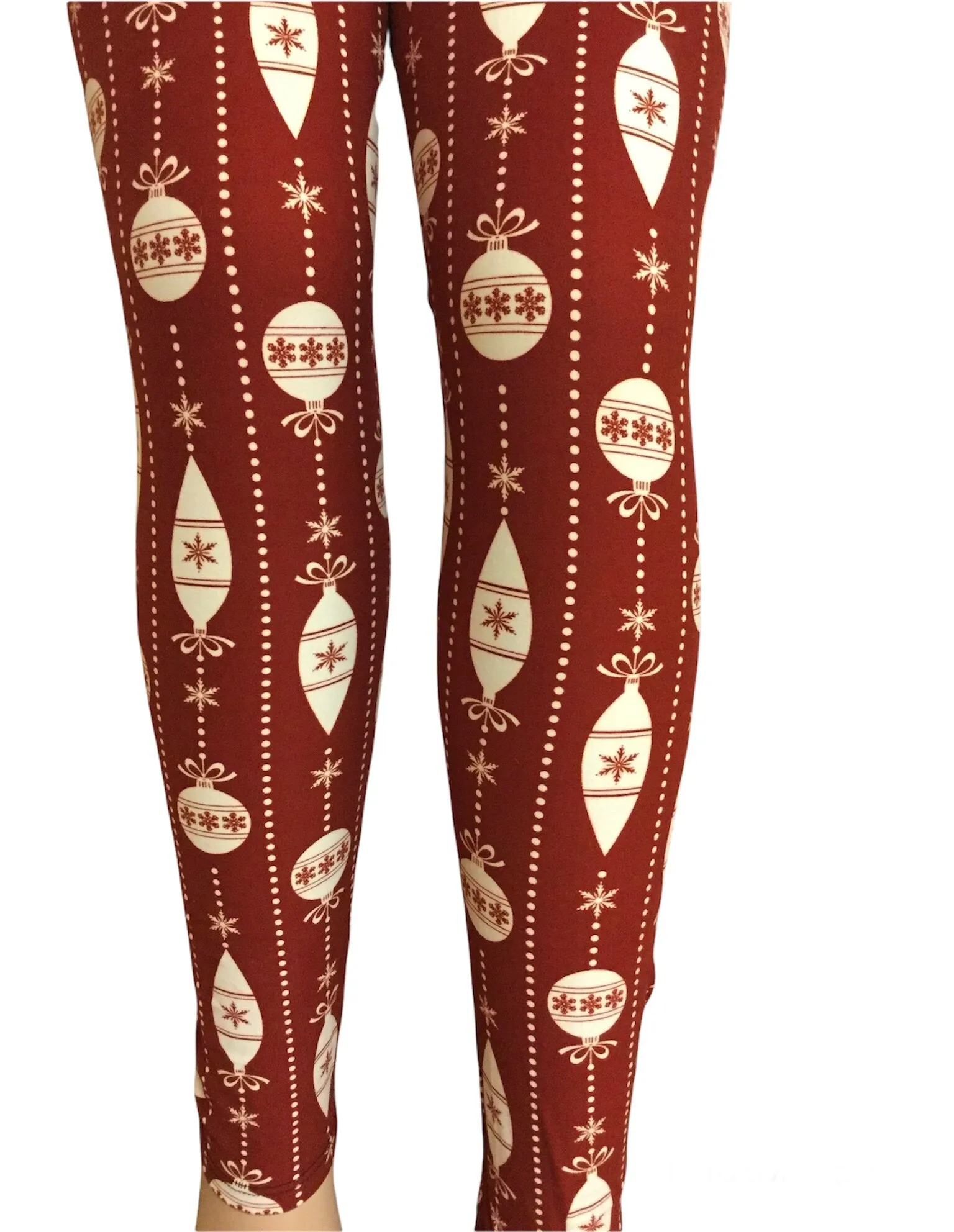 Christmas Leggings " White Ornaments"