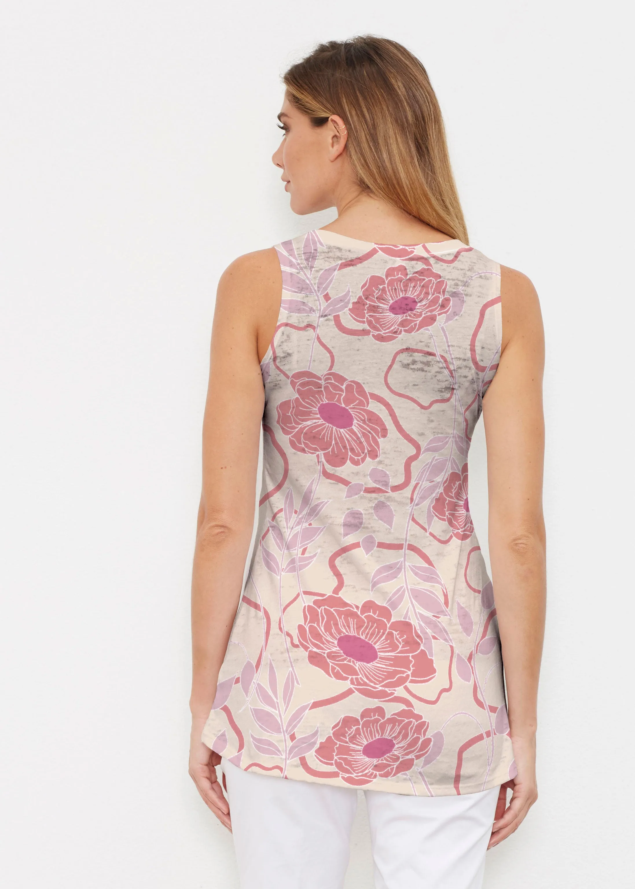 Clarisse Beige/Red (8127) ~ High-low Tank