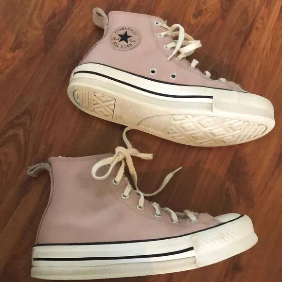 Converse Chuck Taylor Blush pink leather high tops kids 4