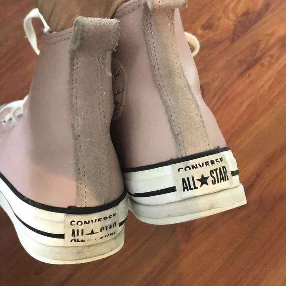 Converse Chuck Taylor Blush pink leather high tops kids 4