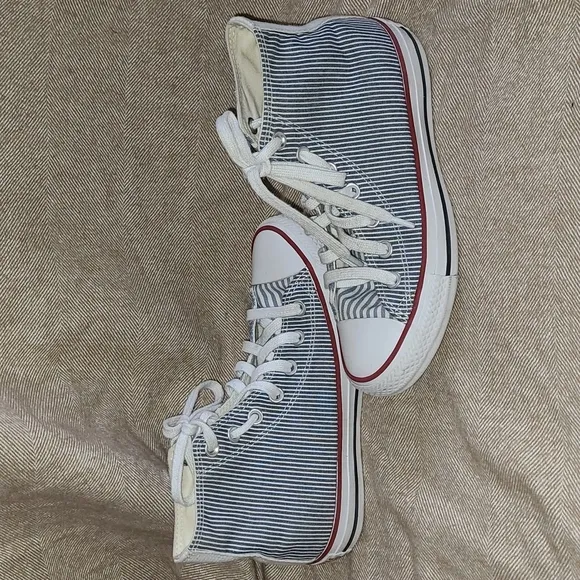 Converse Denim Blue and White Multi Stripe High Top