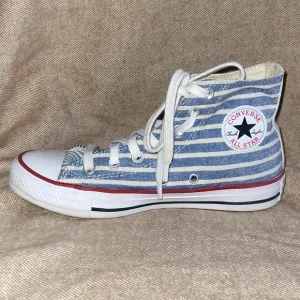 Converse Denim Blue and White Multi Stripe High Top
