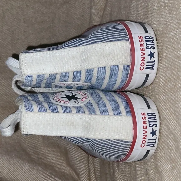Converse Denim Blue and White Multi Stripe High Top