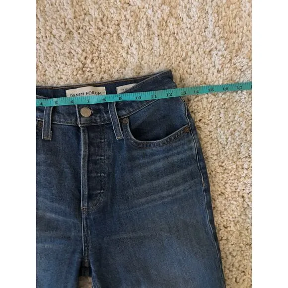 Denim Forum The Arlo High Rise Straight Dark Wash Jeans Size 25