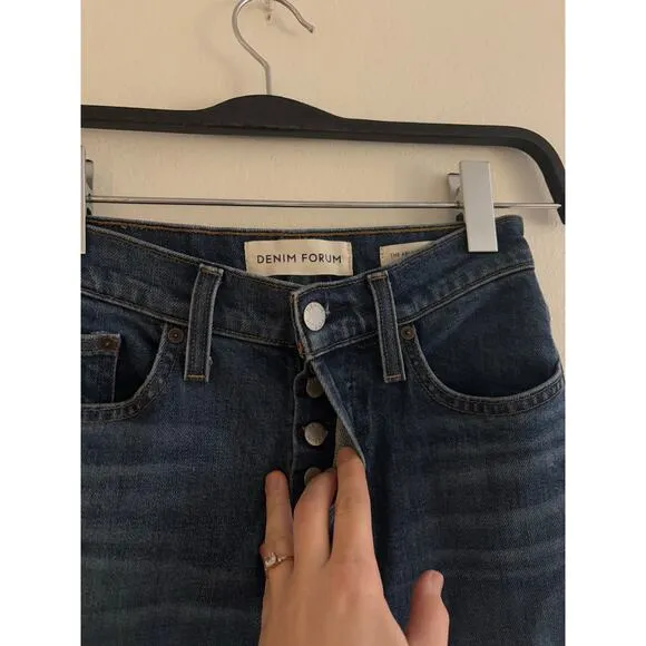 Denim Forum The Arlo High Rise Straight Dark Wash Jeans Size 25