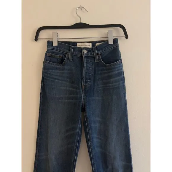 Denim Forum The Arlo High Rise Straight Dark Wash Jeans Size 25
