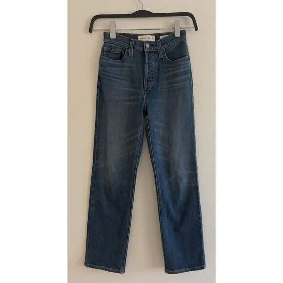 Denim Forum The Arlo High Rise Straight Dark Wash Jeans Size 25