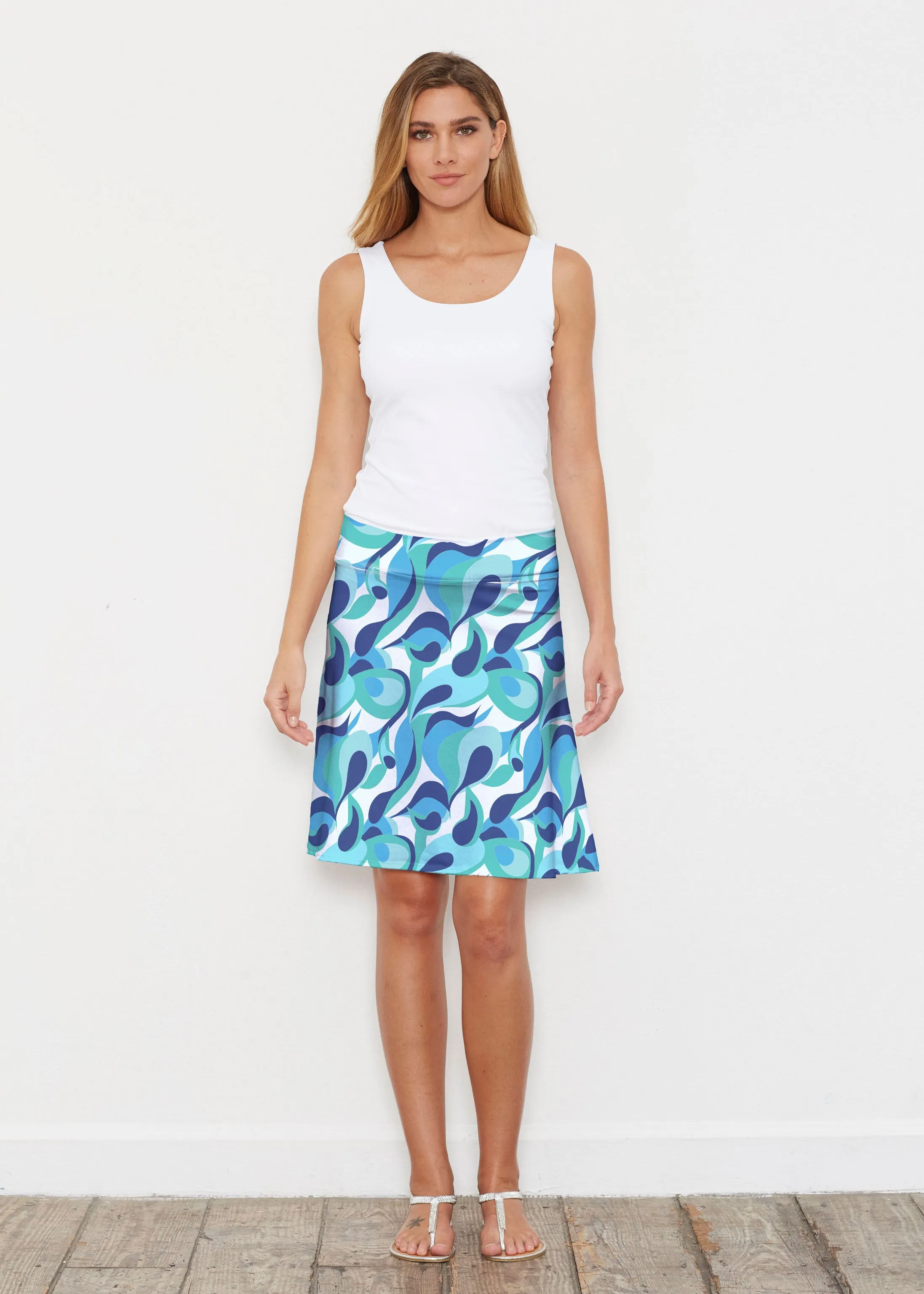 Disco Blue (8067) ~ Silky Brenda Skirt 21 inch