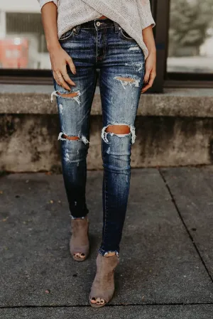 Distressed Frayed Skinny Jeans