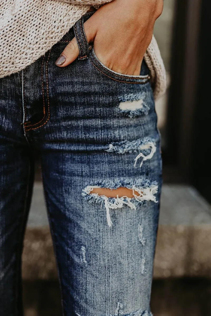 Distressed Frayed Skinny Jeans