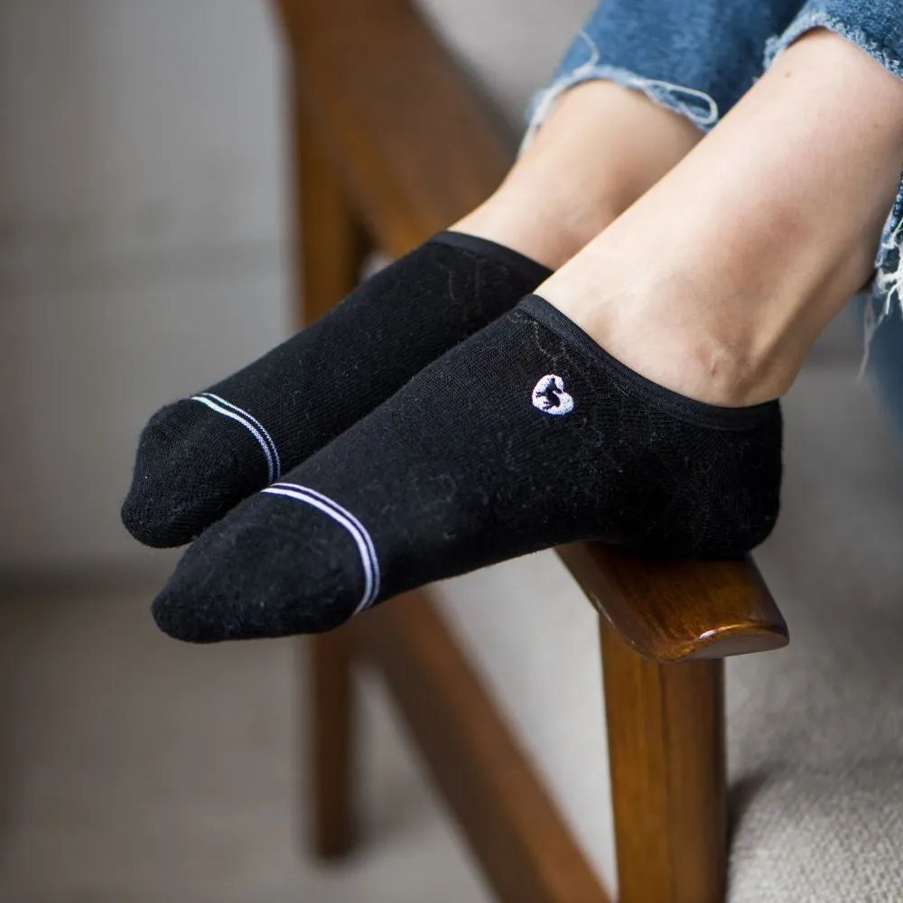 Dr. Segal's x PUDUS Bamboo Socks | No Fuss No-Show | Midnight Black