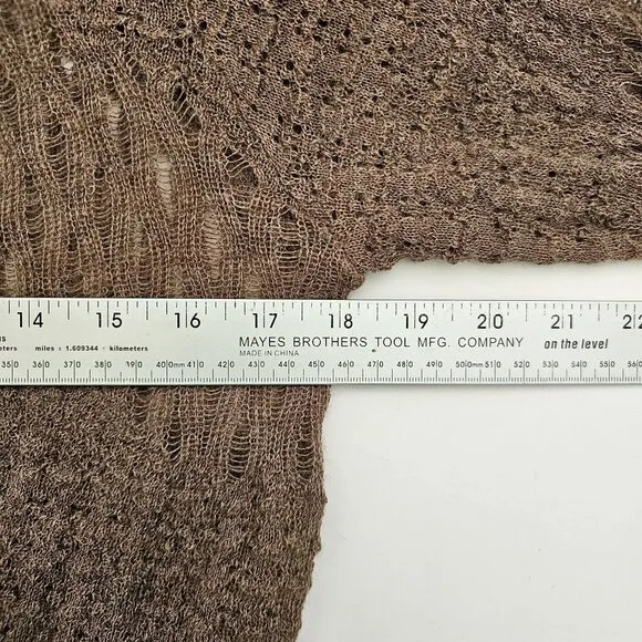 Eileen Fisher Cardigan Sweater Baby Alpaca Size XS Shawl Brown Open Knit Pattern