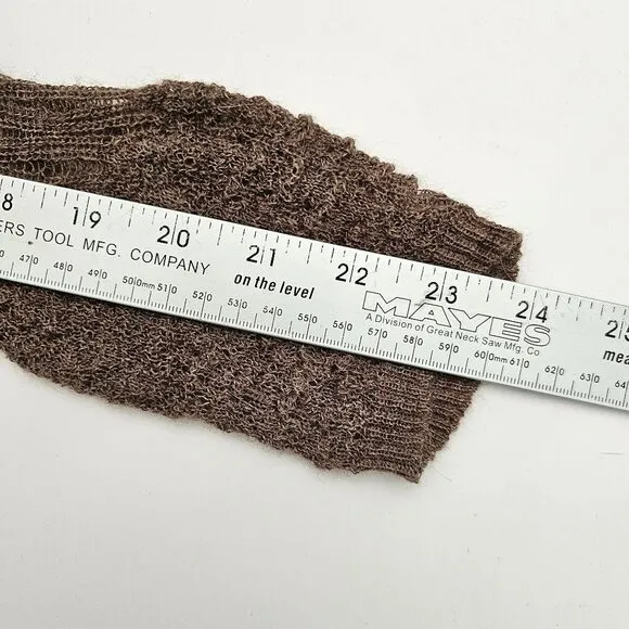 Eileen Fisher Cardigan Sweater Baby Alpaca Size XS Shawl Brown Open Knit Pattern