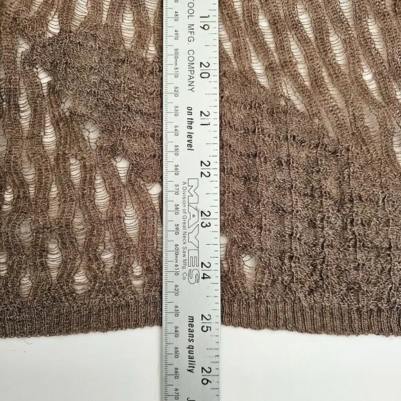 Eileen Fisher Cardigan Sweater Baby Alpaca Size XS Shawl Brown Open Knit Pattern