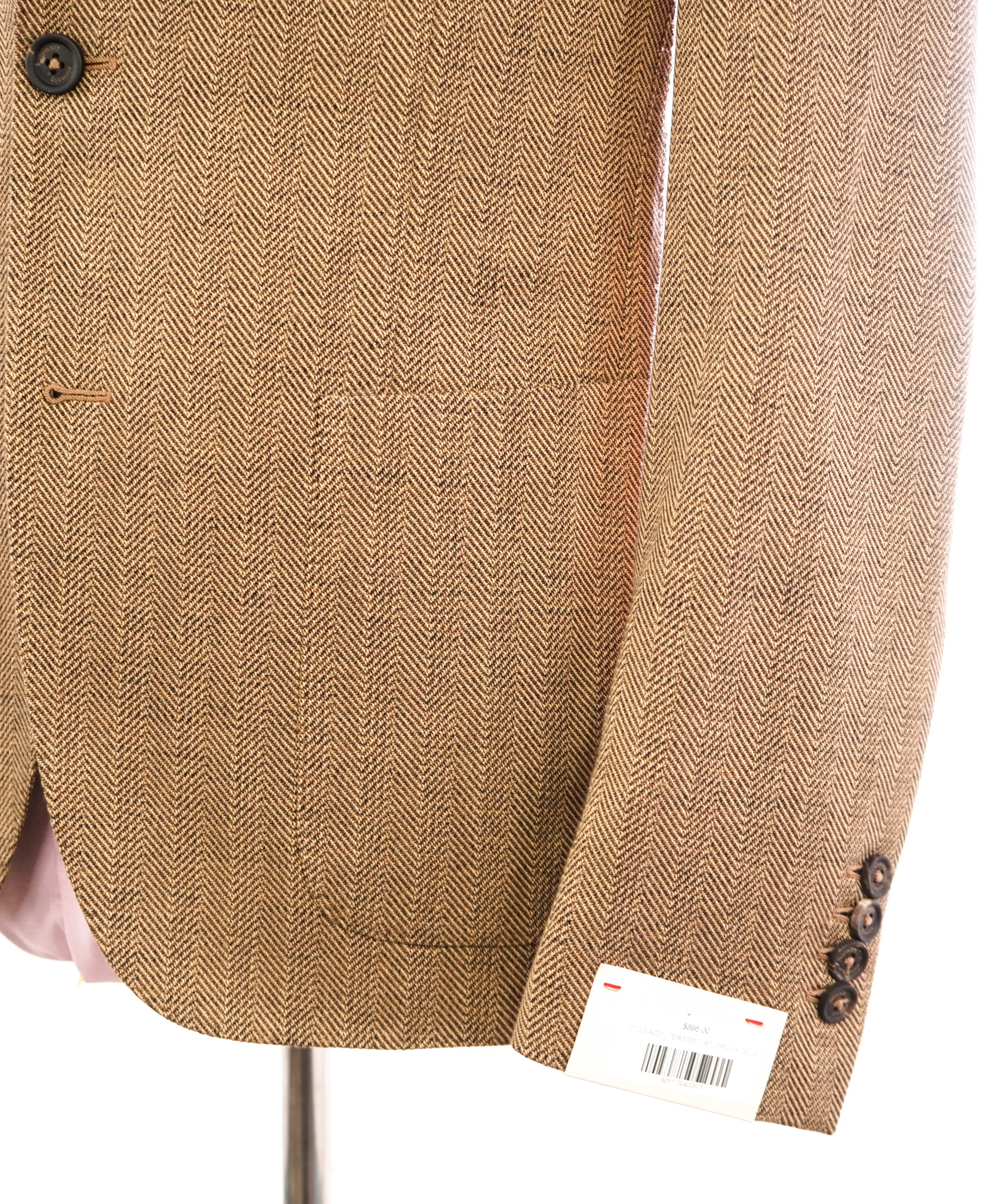 ELEVENTY - Cotton Blend Brown Herringbone Semi-Lined Jacket Blazer - 40 (50 EU)
