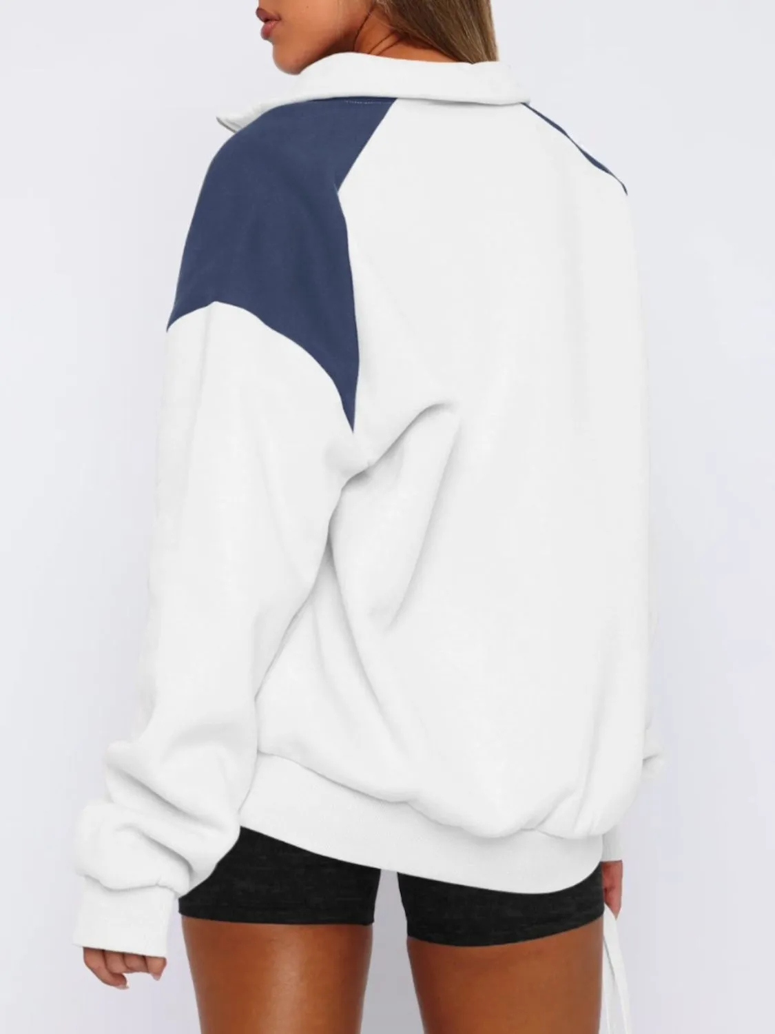 Elle Contrast Quarter Zip Long Sleeve Sweatshirt