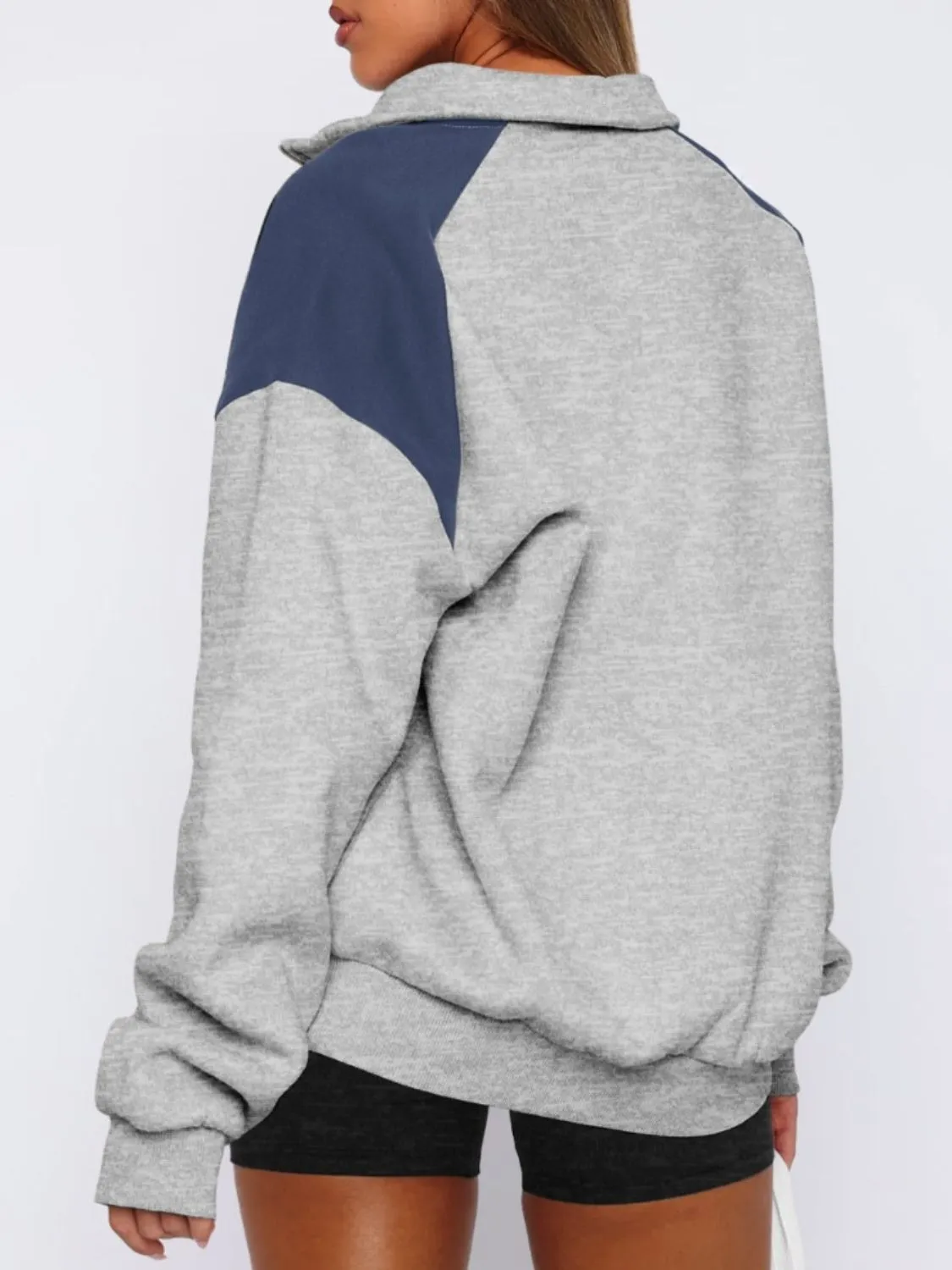 Elle Contrast Quarter Zip Long Sleeve Sweatshirt