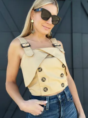 Eva Franco Trench Buttoned Blouse-Light Sand