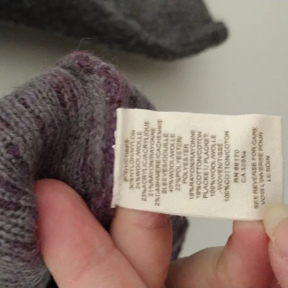 Free People asymmetrical purple and grey sweater with buttons