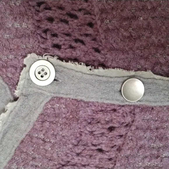 Free People asymmetrical purple and grey sweater with buttons