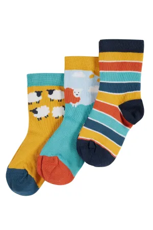 Frugi Little Socks 3 Pack, Counting Sheep Multipack