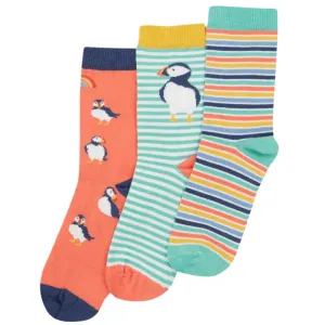Frugi Rock My Socks - 3 Pack - Cantaloupe/Puffin