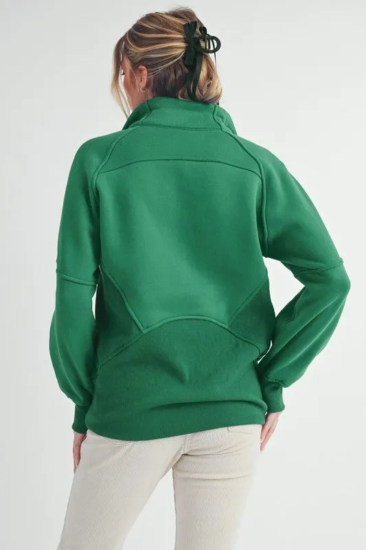 Half Zip Raglan Sleeve Sweatshirt with Kangaroo Pocket