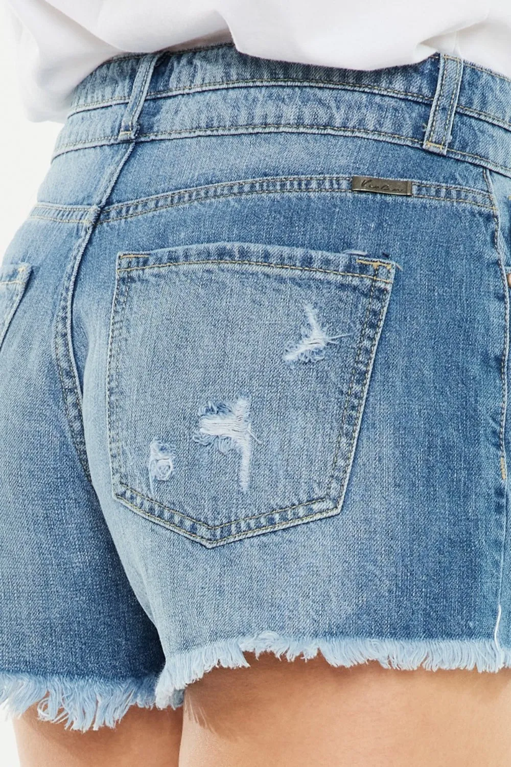 Hazel Blues® |  Kancan High Rise Raw Hem Denim Shorts