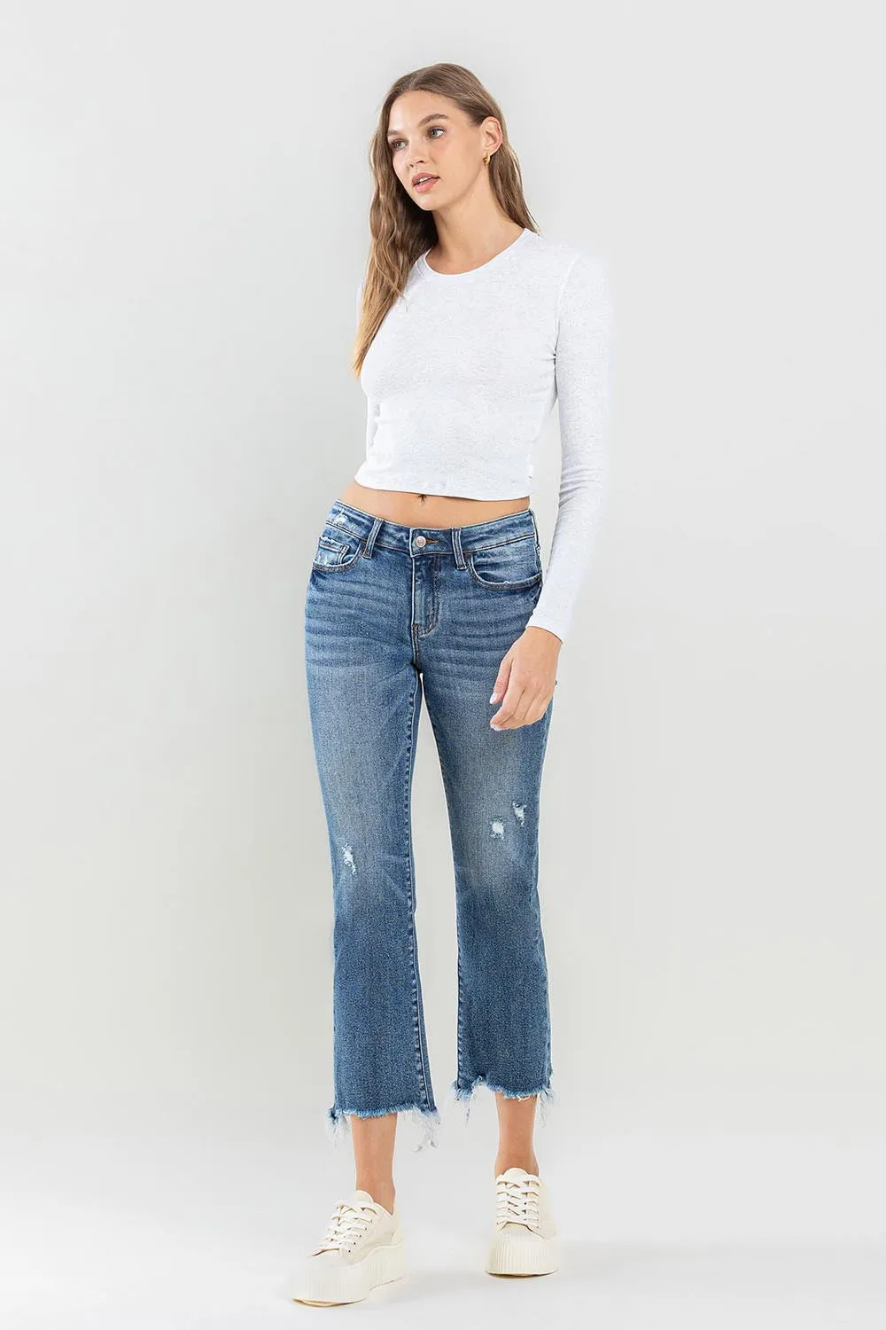 Hazel Blues® |  Lovervet Mid Rise Frayed Hem Jeans