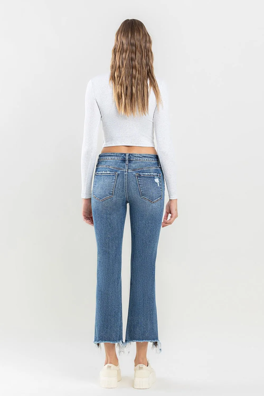 Hazel Blues® |  Lovervet Mid Rise Frayed Hem Jeans
