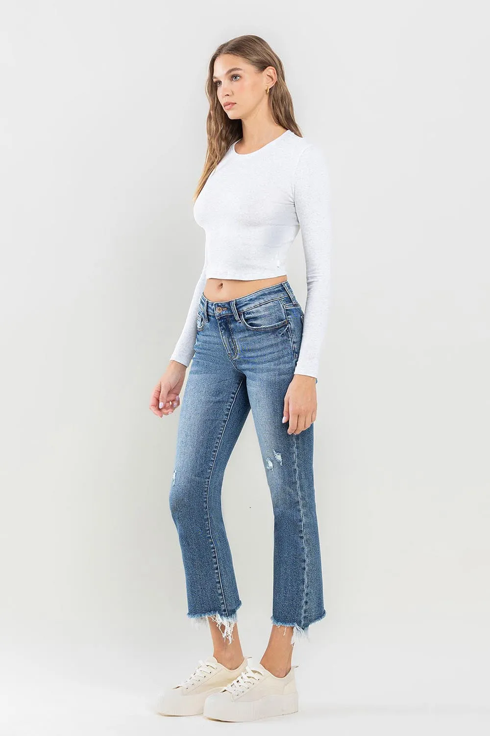 Hazel Blues® |  Lovervet Mid Rise Frayed Hem Jeans