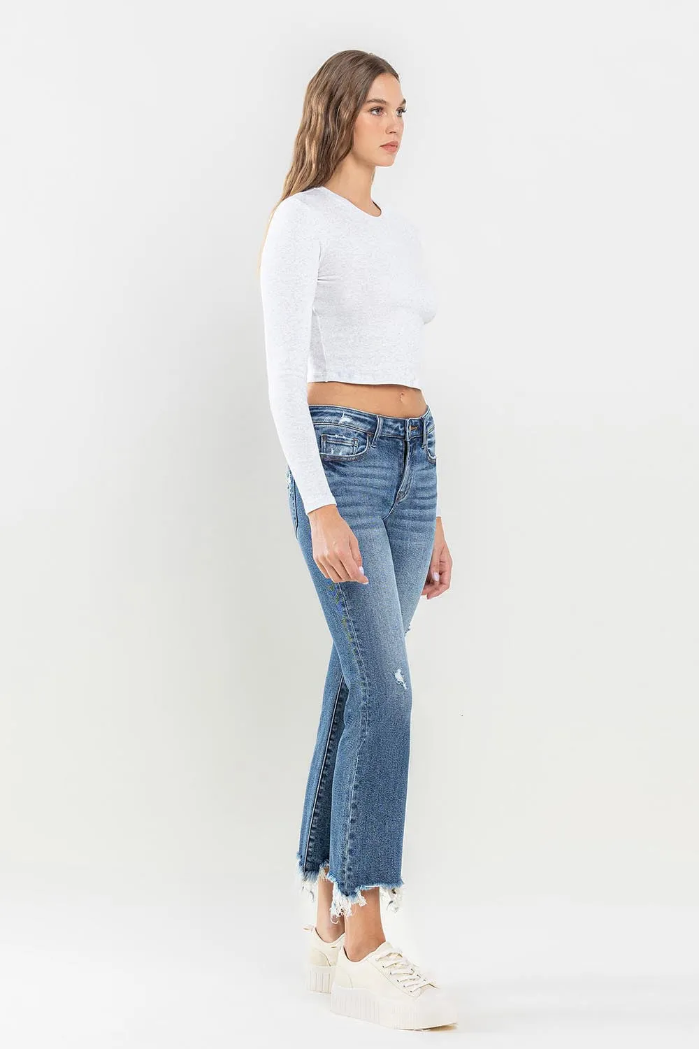 Hazel Blues® |  Lovervet Mid Rise Frayed Hem Jeans