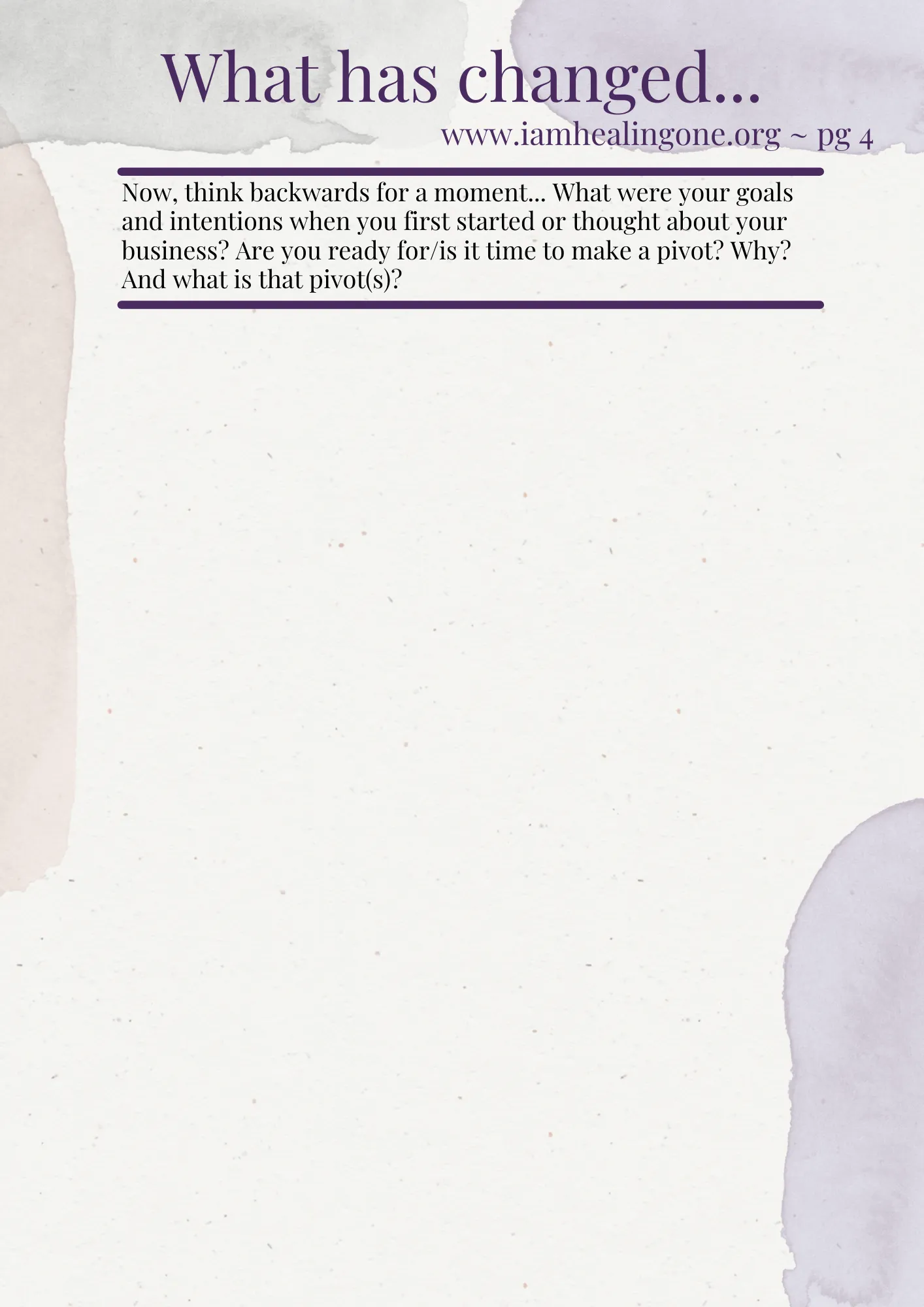 HealingOne Business Intention Workbook