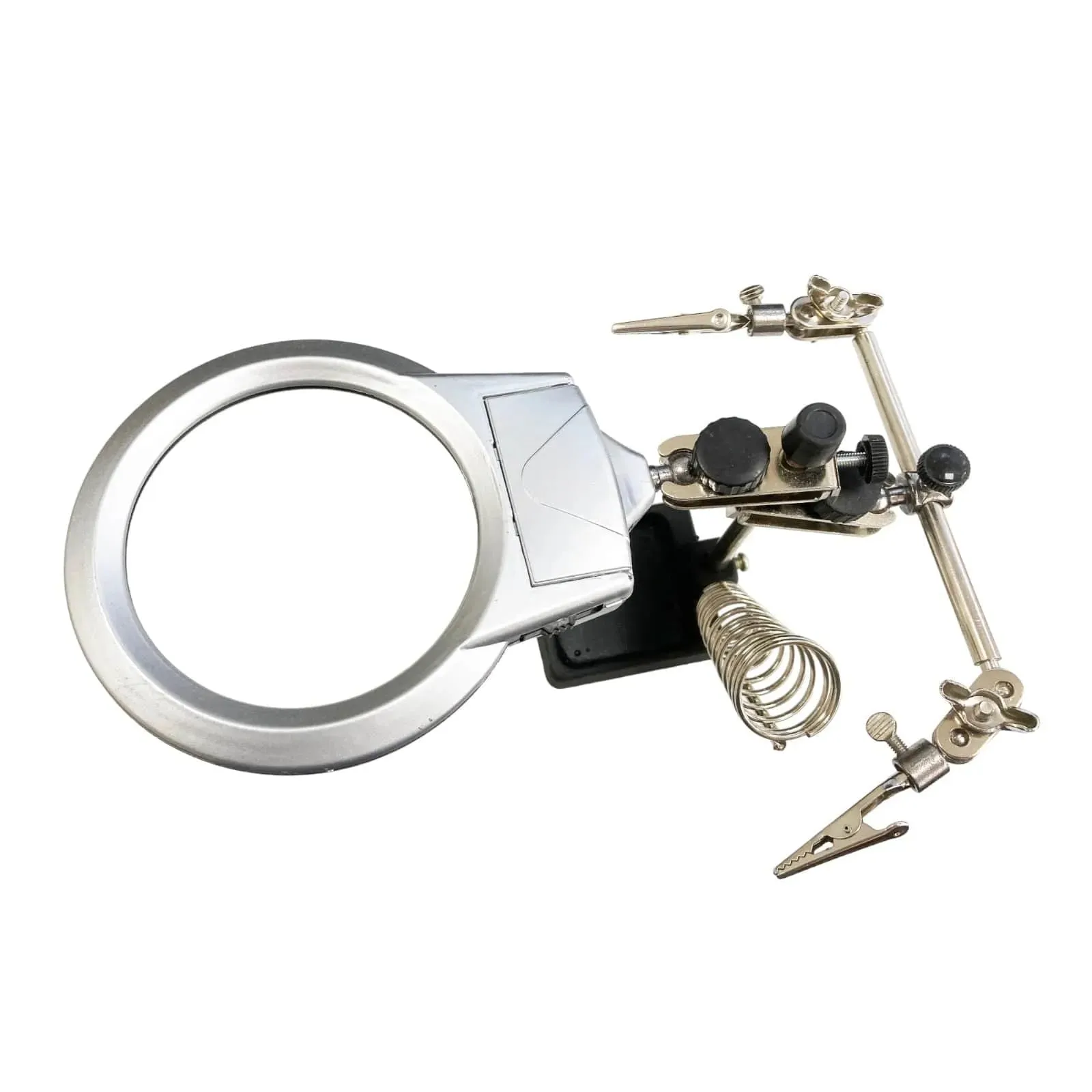 Helping Hand Magnifier   2 Led Lights Glass Jewellery Soldering Clamp Stand