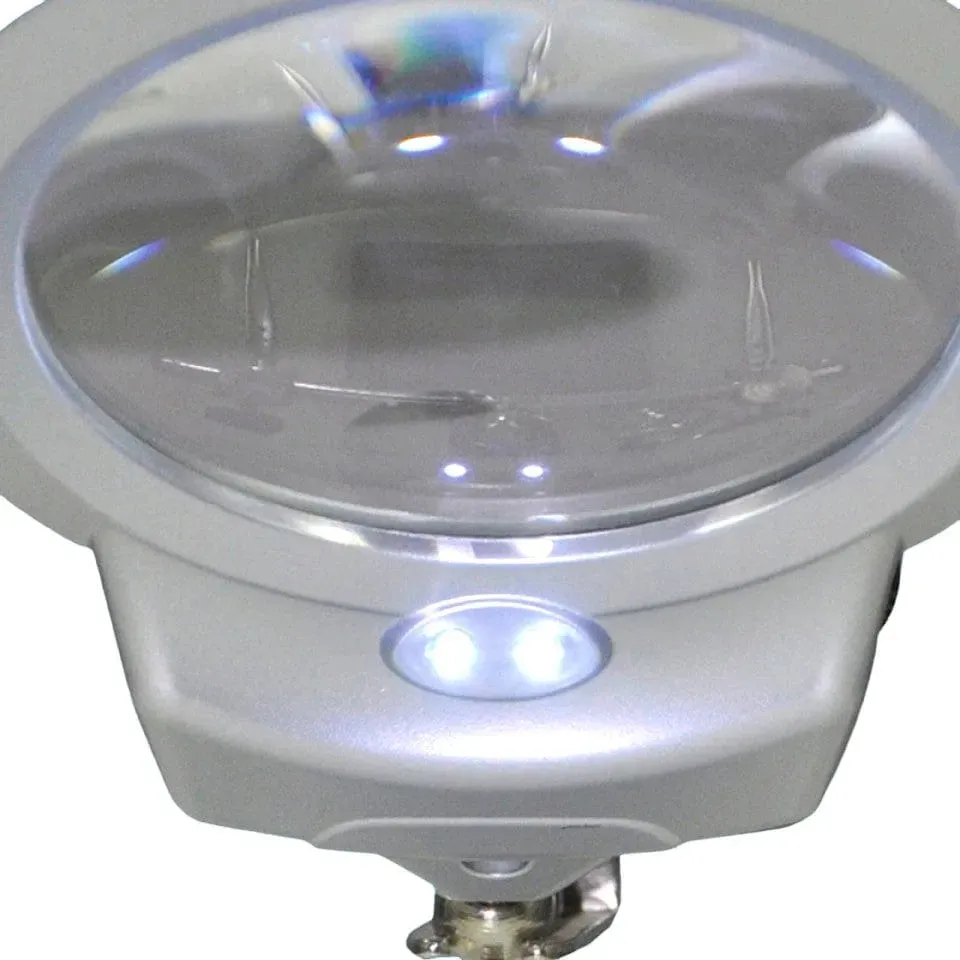 Helping Hand Magnifier   2 Led Lights Glass Jewellery Soldering Clamp Stand