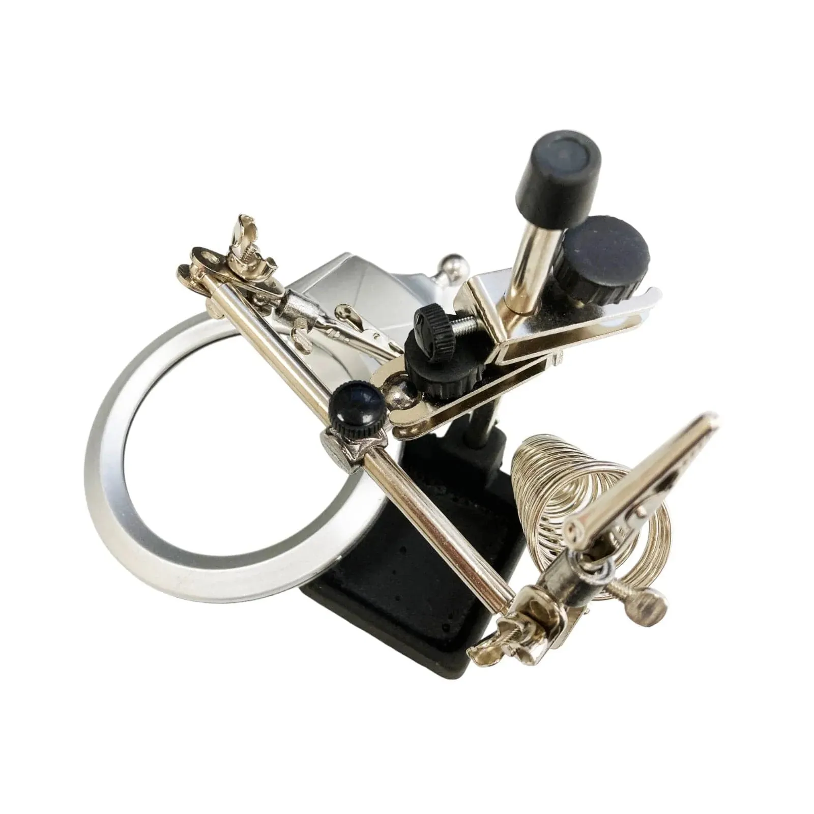 Helping Hand Magnifier   2 Led Lights Glass Jewellery Soldering Clamp Stand
