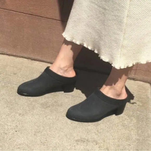 Hopp Black Nubuck Collared Mule US 10.5