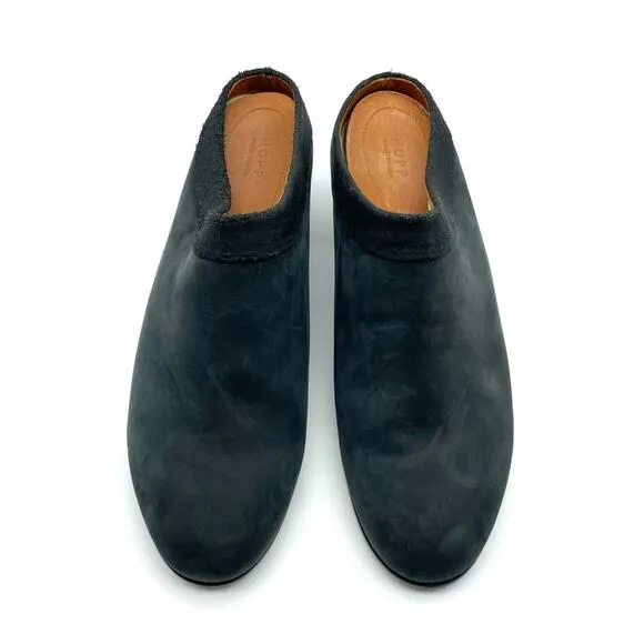 Hopp Black Nubuck Collared Mule US 10.5