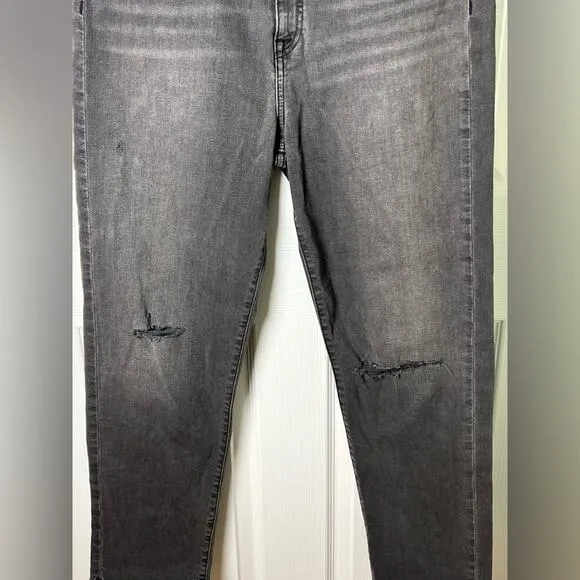 Hudson Womens NEW Kass High Rise Distressed Straight Ankle Jeans Washed Black 29