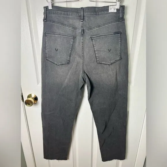 Hudson Womens NEW Kass High Rise Distressed Straight Ankle Jeans Washed Black 29