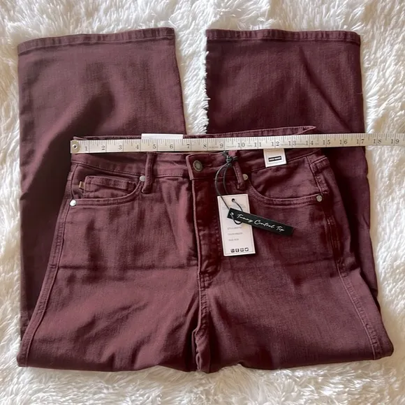 Judy Blue &quot;Eva&quot; Tummy Control Hi Waist Wide Leg Crop Burgundy Jeans 9/29 NWT