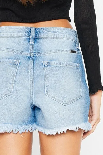 Kancan High Waist Frayed Denim Shorts ONLINE EXCLUSIVE