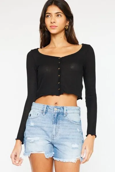 Kancan High Waist Frayed Denim Shorts ONLINE EXCLUSIVE