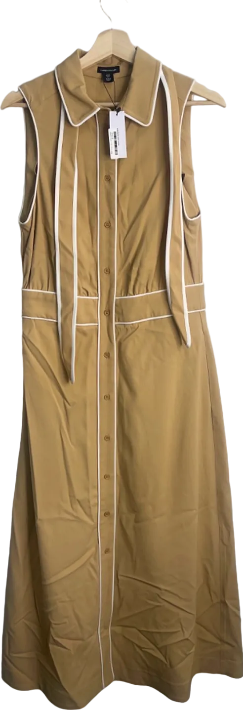 Karen Millen Camel Sleeveless Button-Down Dress UK 12